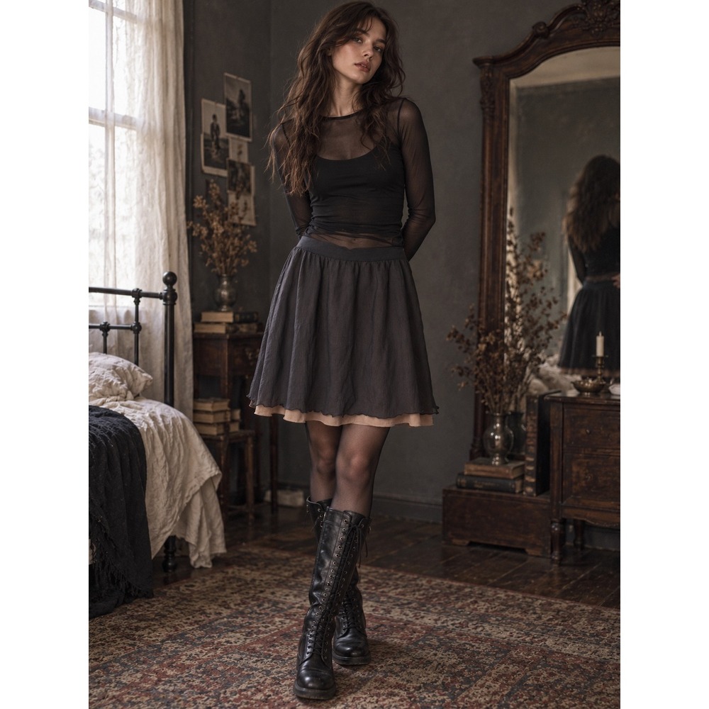 Club Monaco Silk Whimsigoth Skirt Size S Fairy Grunge Layering Boho Flowy Chic